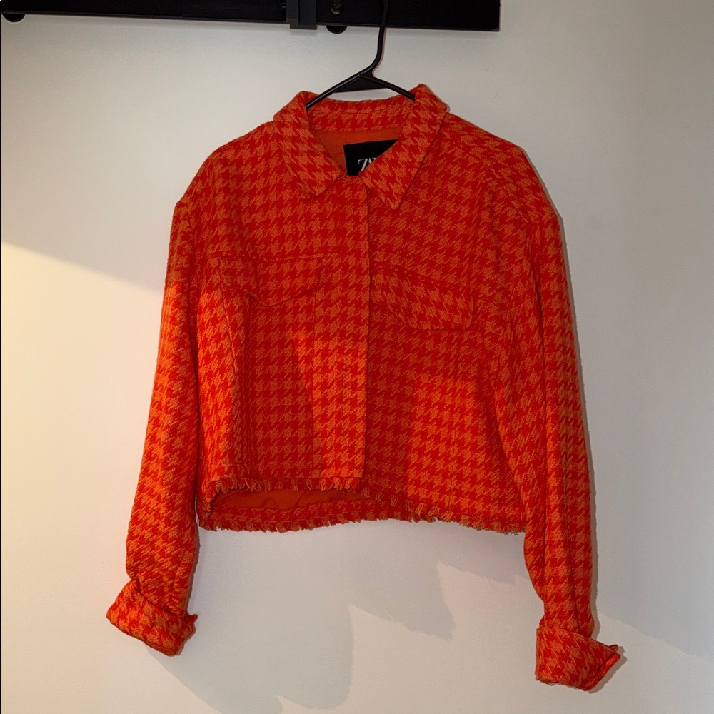 Zara Orange Houndstooth Women's Jacket